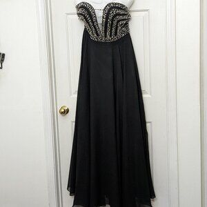 Grace Karin Black Strapless Beaded Prom Dress